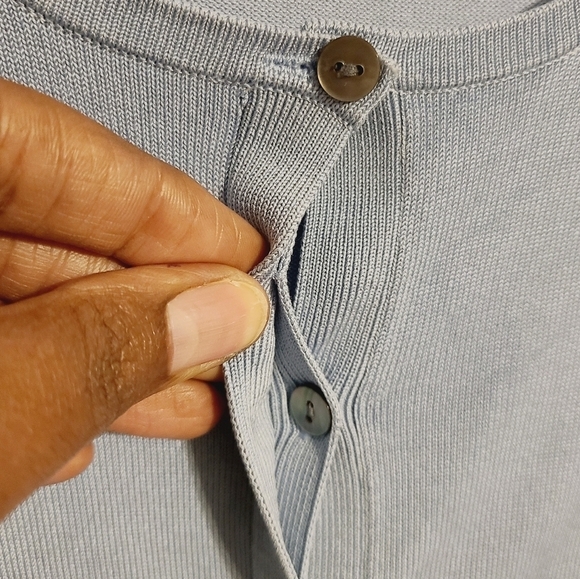 Ann Taylor | Women's Sky Blue Silk Blend Cardigan Sweater (Size Medium) - Picture 5 of 12